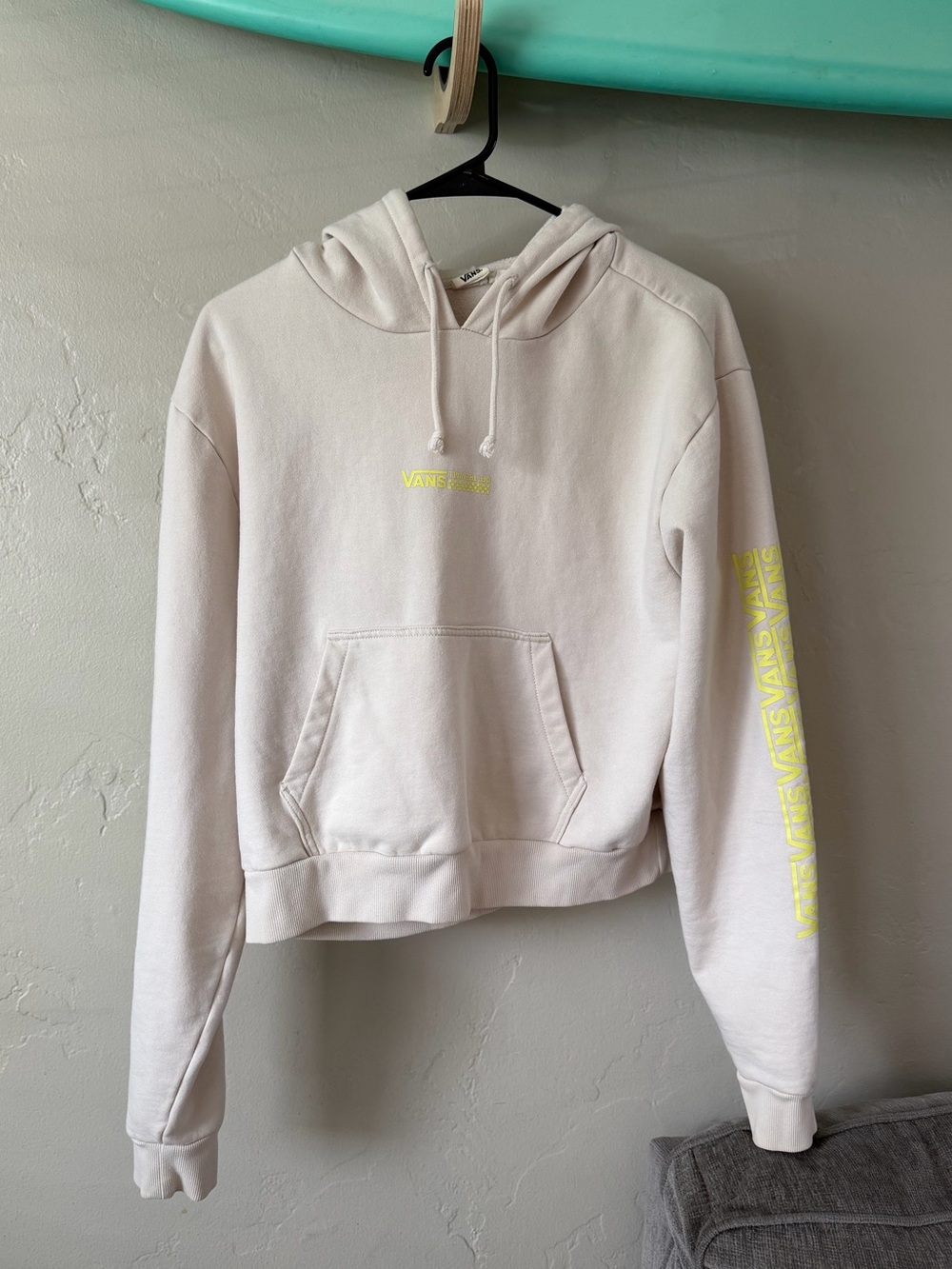 Cropped Vans Tan Hoodie with Sleeve Print
